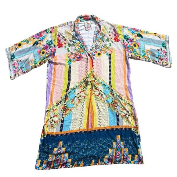 JOHNNY WAS Angie Silk Blend Velvet Tunic Dress Sz M Boho - Picture 1 of 16